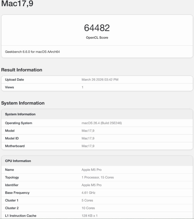 Geekbench 6 GPU OpenCL