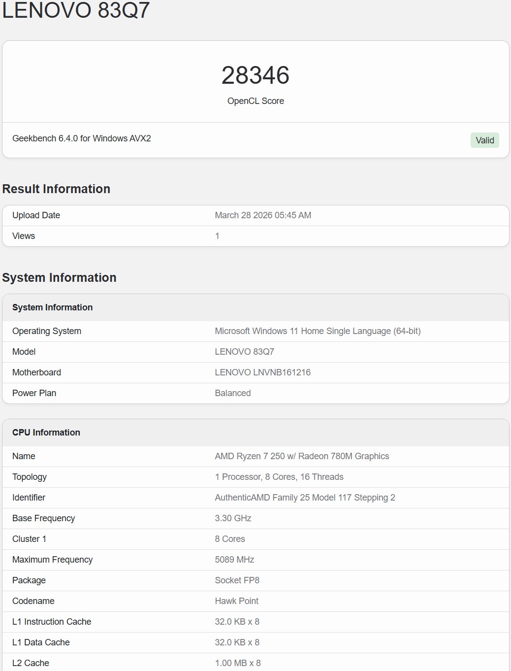 Geekbench 6 OpenCL 1
