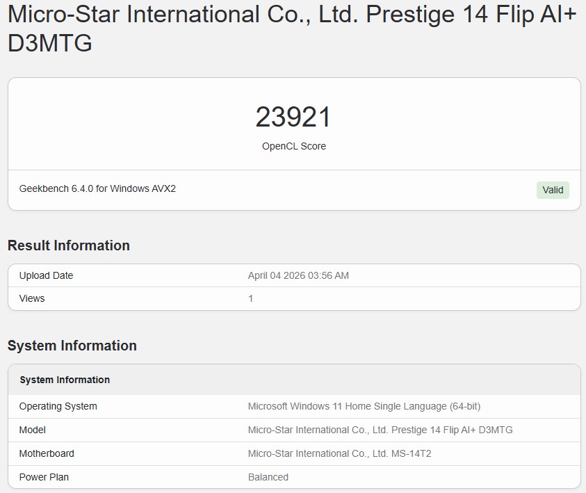 Geekbench 6 OpenCL 3