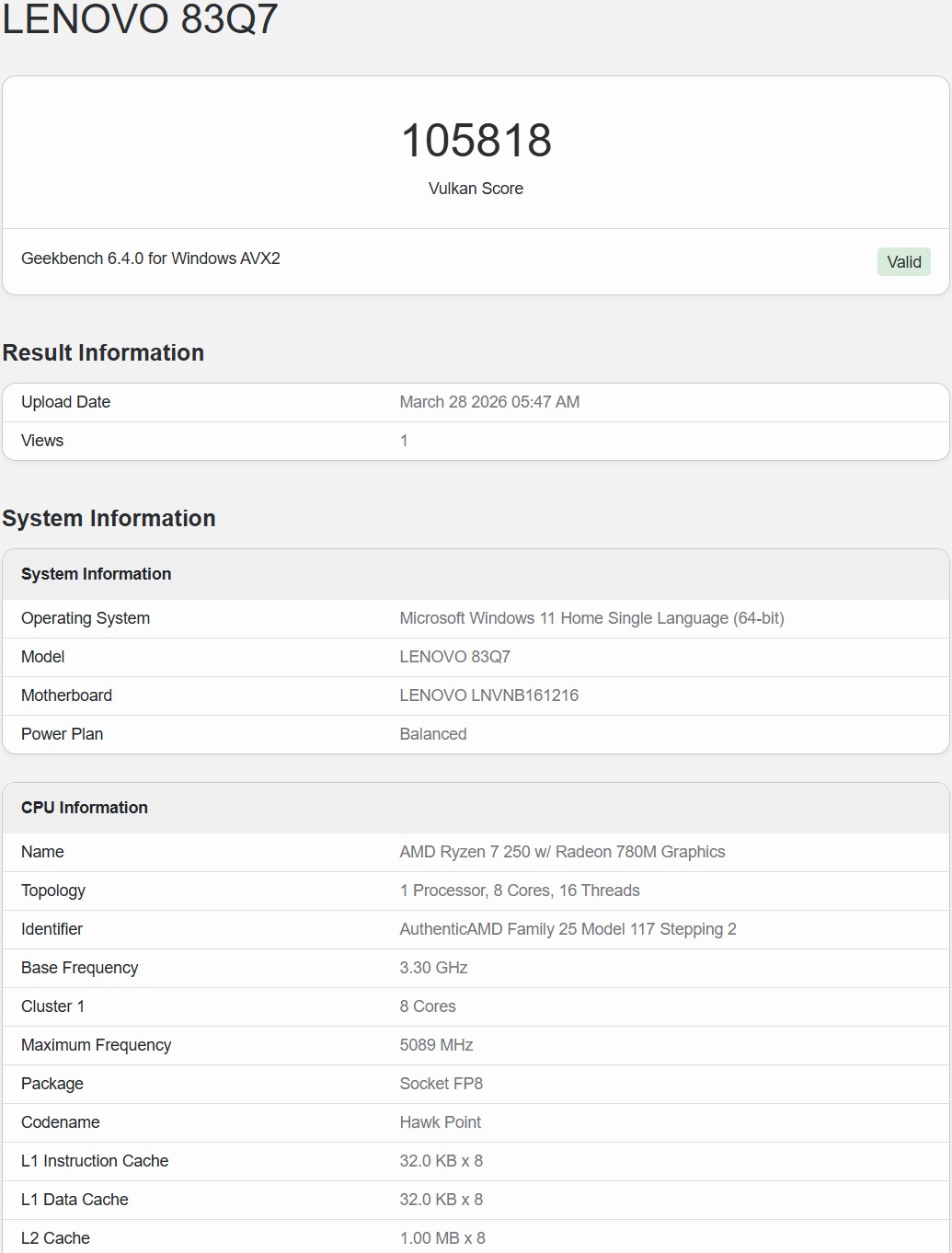 Geekbench 6 Vulkan 1