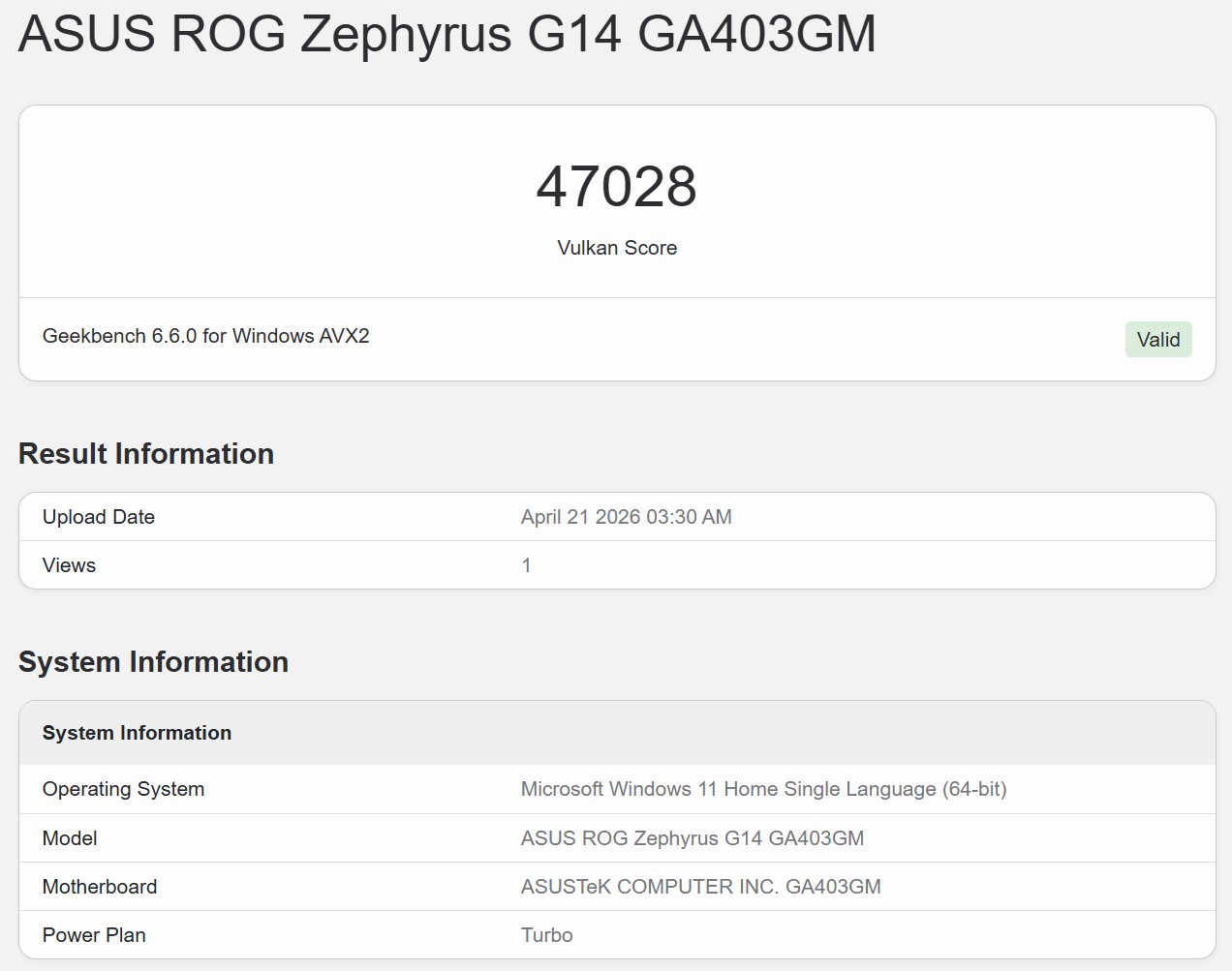 Geekbench 6 Vulkan 3