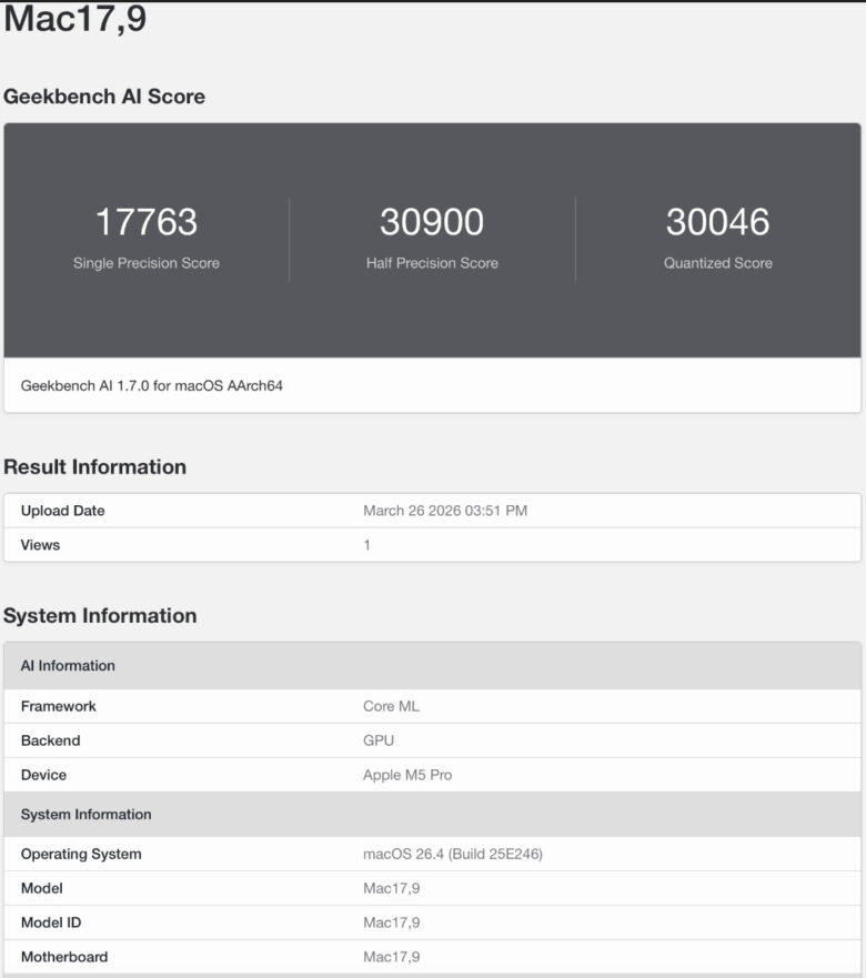 Geekbench AI GPU Core ML 1