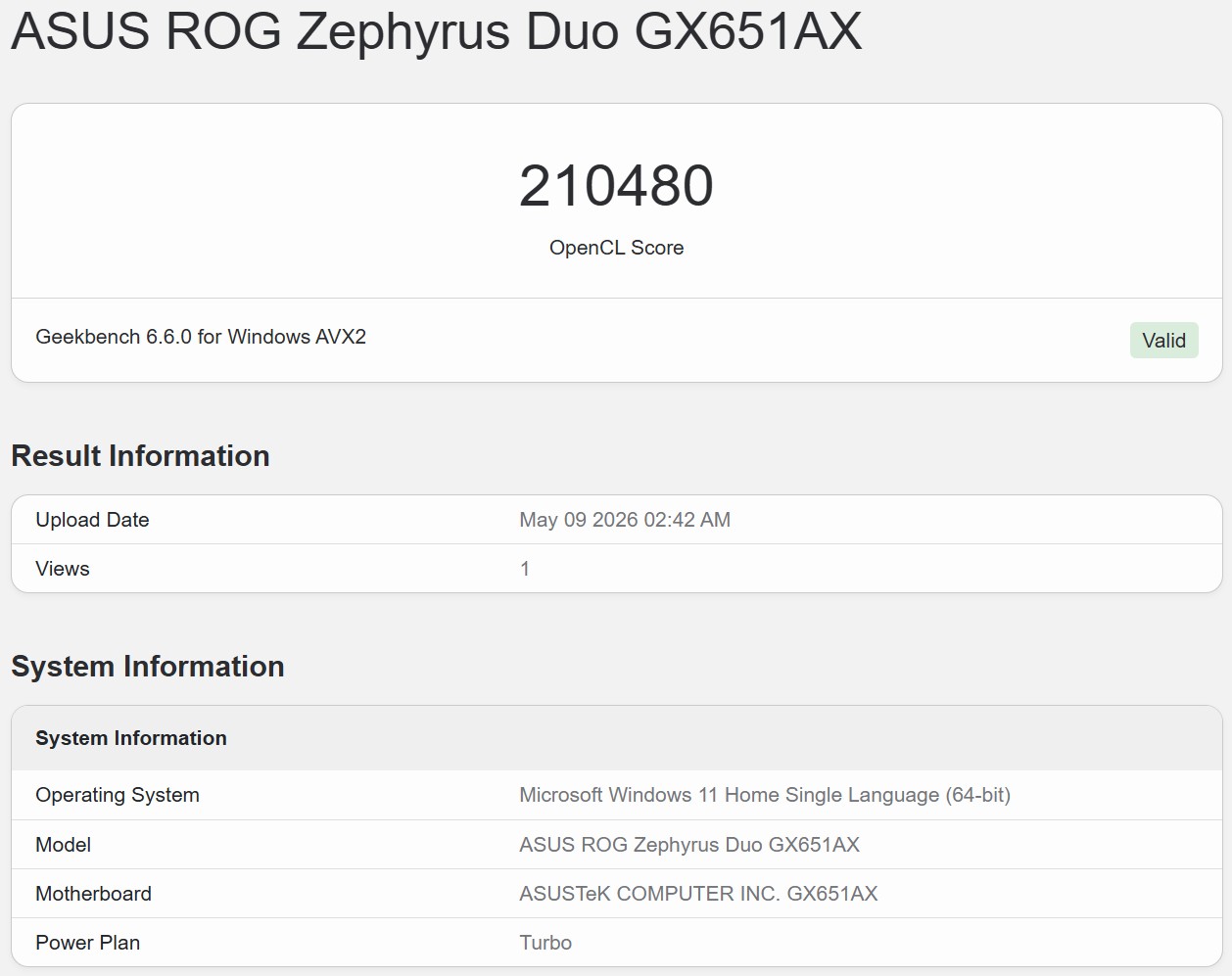 Geekbench 6 OpenCL 1