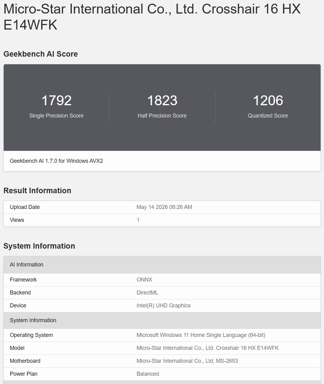 Geekbench AI ONNX DirectML 3