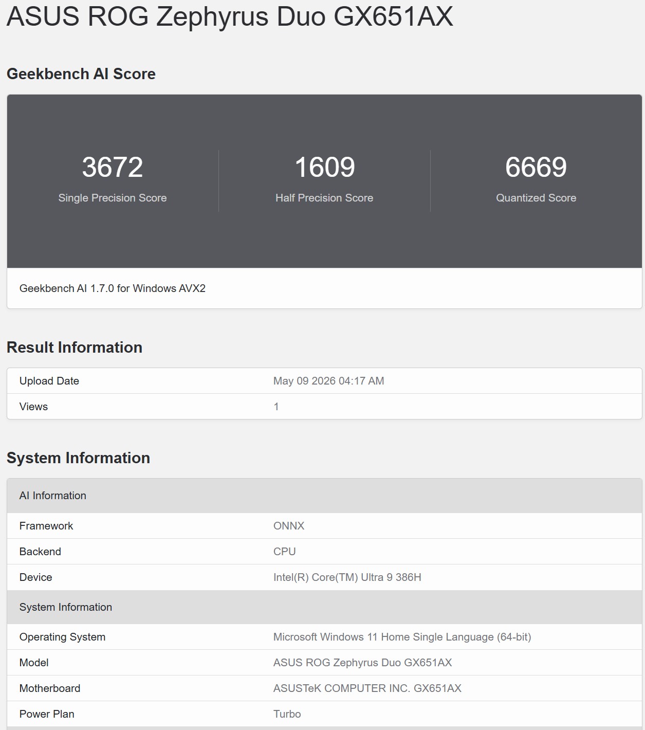 Geekbench AI ONNX