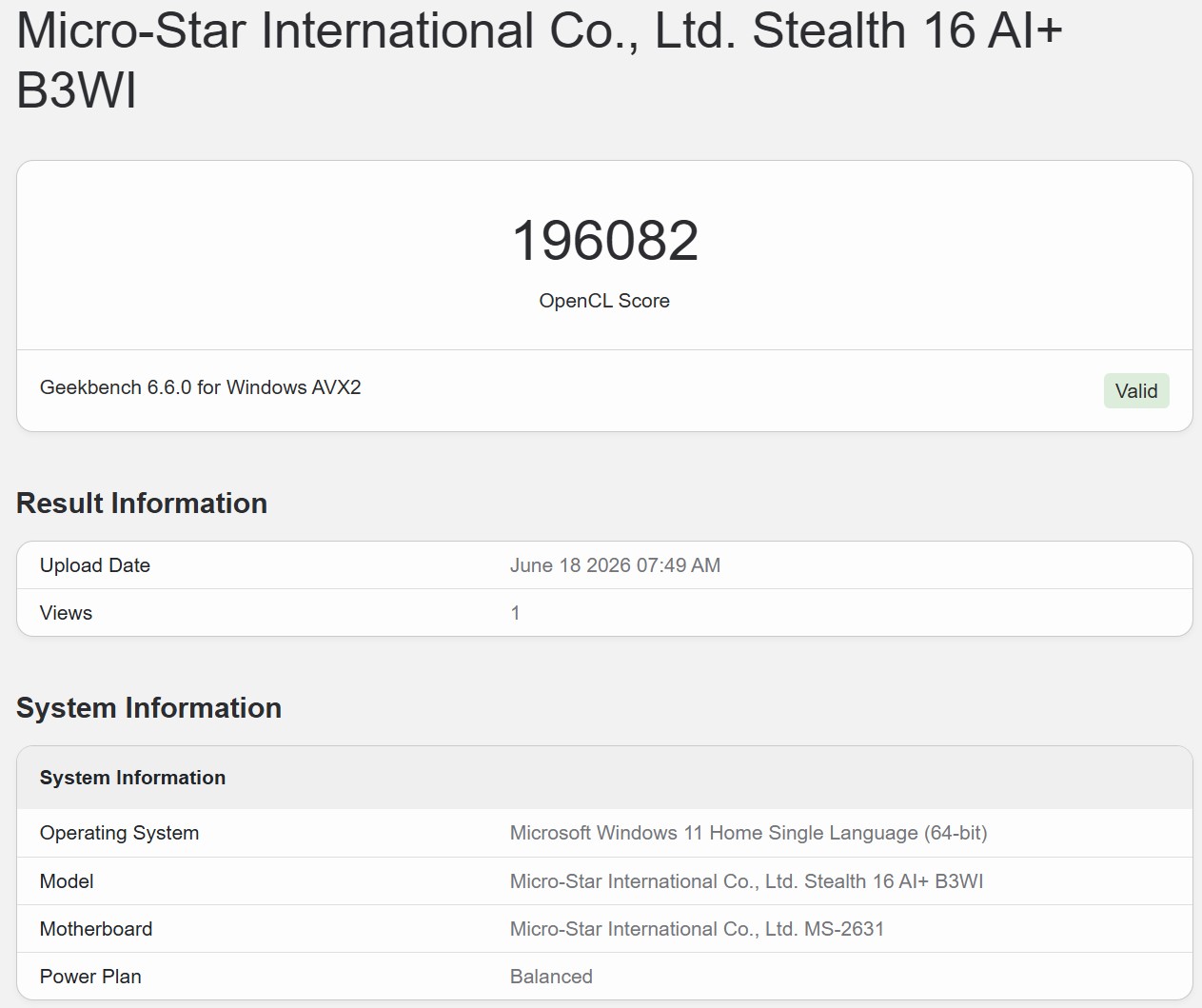 Geekbench 6 OpenCL