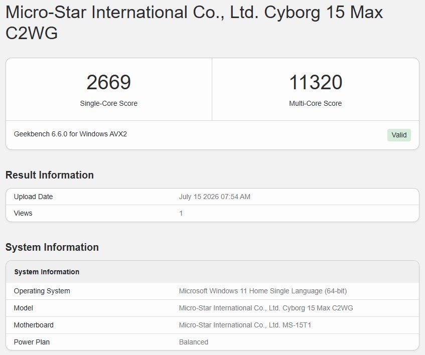 Geekbench 6 1