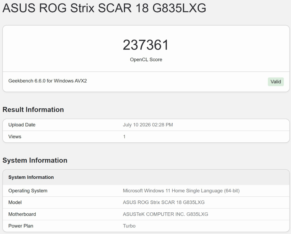 Geekbench 6 OpenCL 3