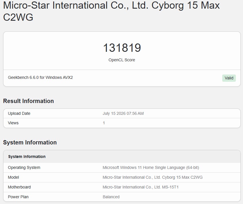 Geekbench 6 OpenCL 5