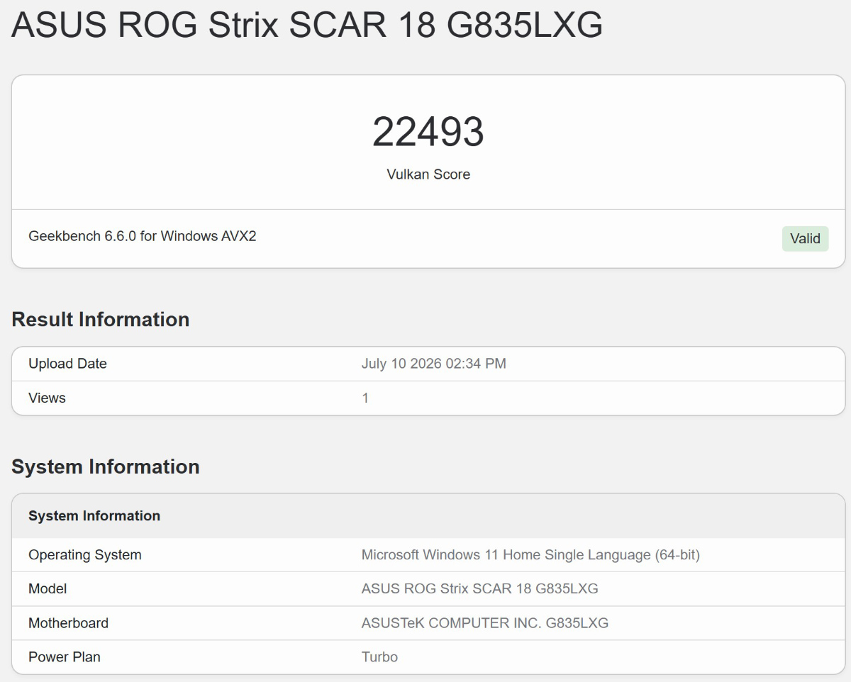 Geekbench 6 Vulkan 1