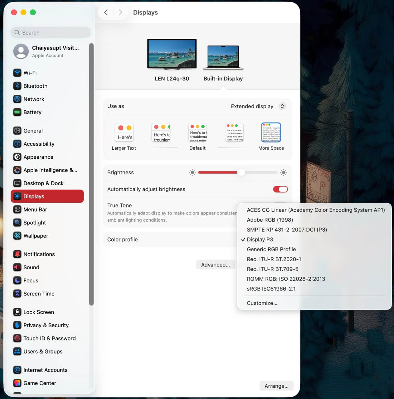 Display color profile Large
