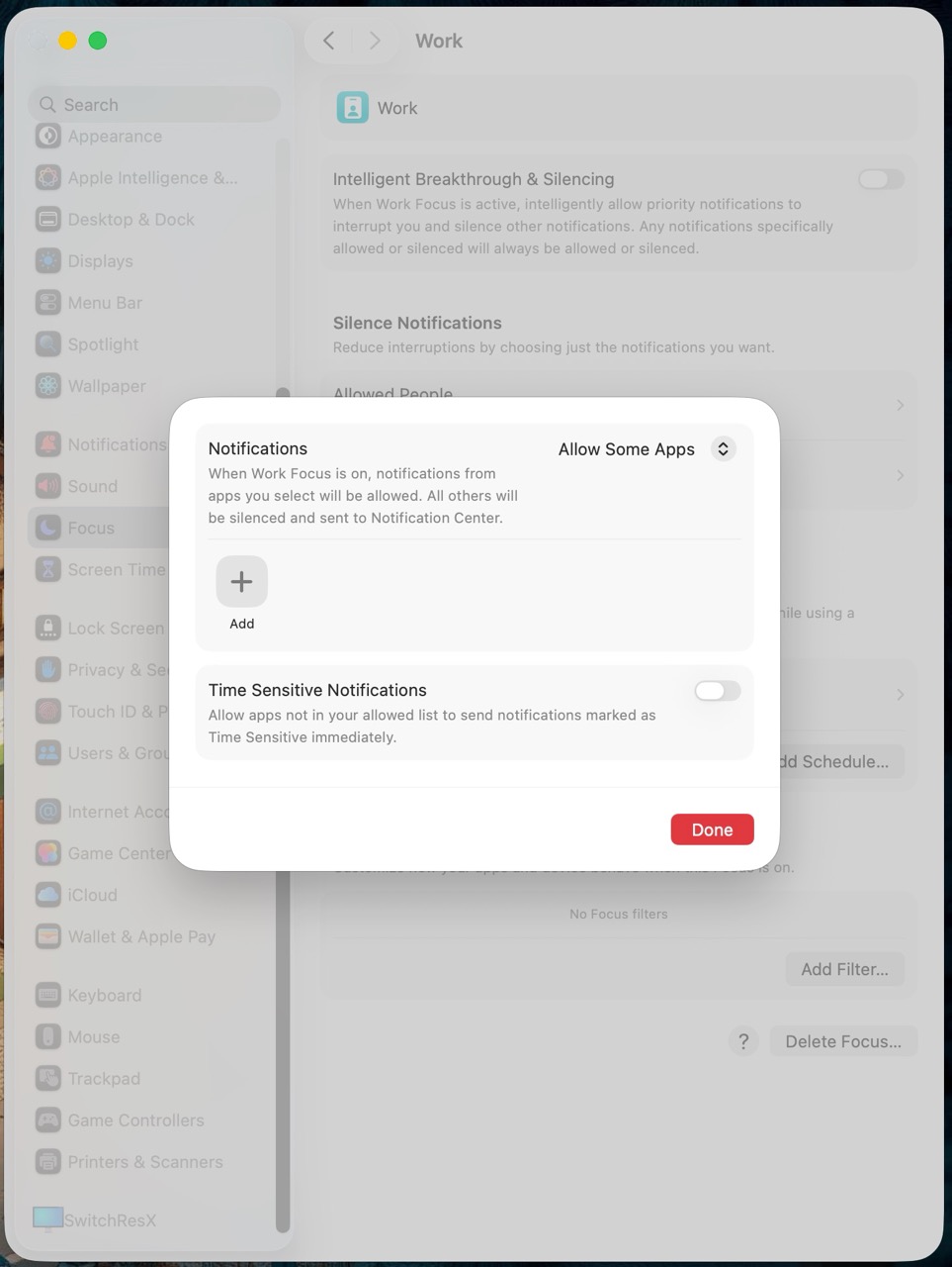 Focus allow notification from app Large