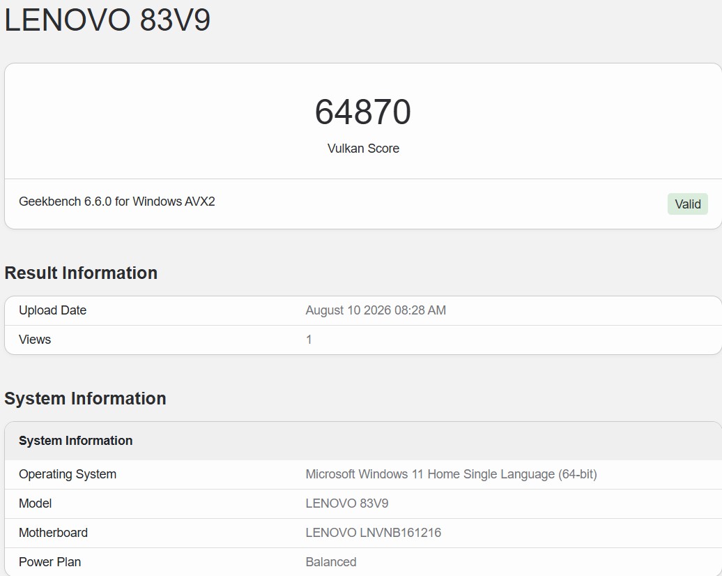 Geekbench 6 Vulkan 4
