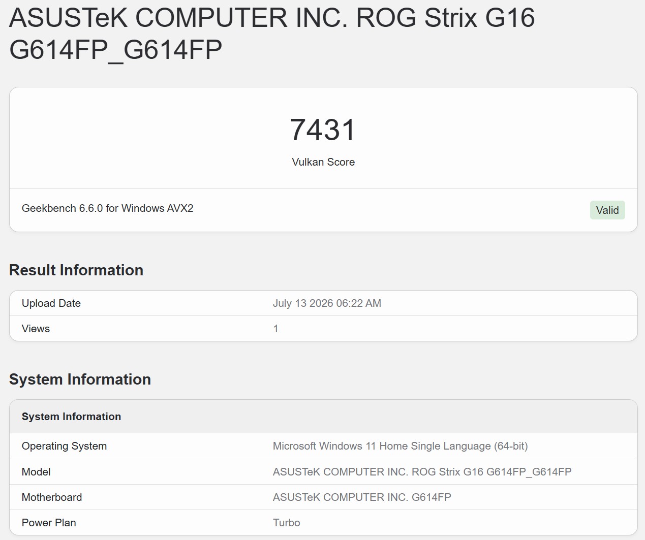 Geekbench 6 Vulkan