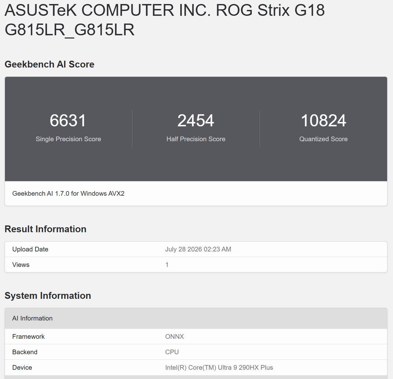 Geekbench AI ONNX 2