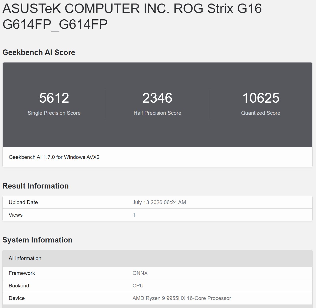 Geekbench AI ONNX
