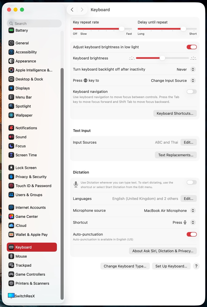 Keyboard stting features Large