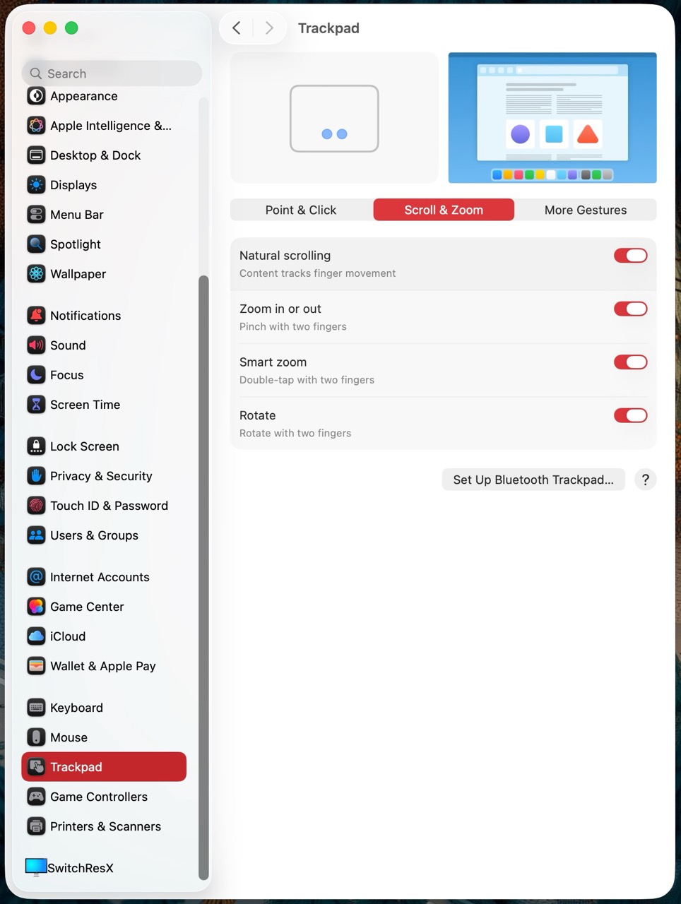 Trackpad Scroll and Zoom Large
