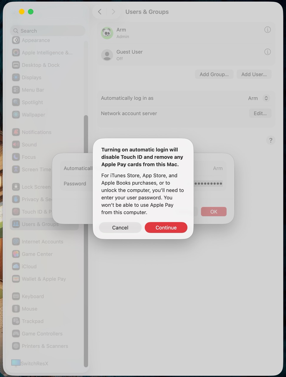 User and Groups Auto login Large
