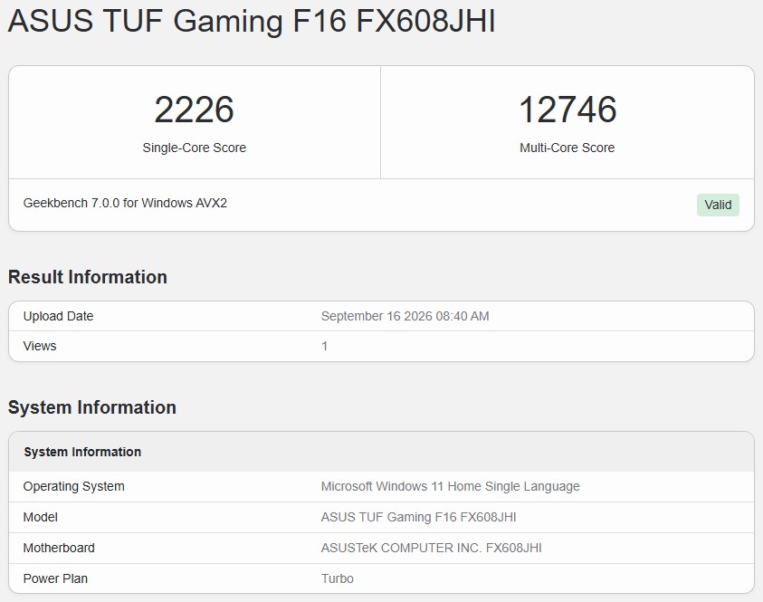 ASUS TUF Gaming F16 FX608JHI
