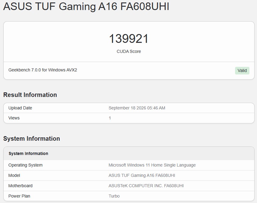 Geekbench 7 CUDA 1