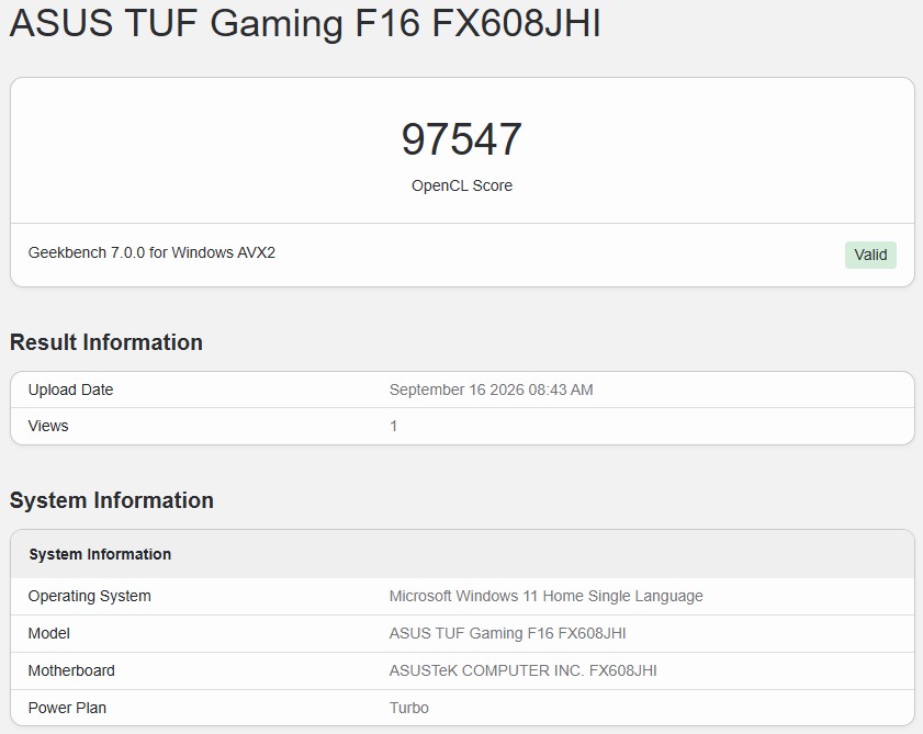 Geekbench 7 OpenCL 1