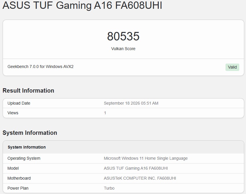 Geekbench 7 Vulkan 3