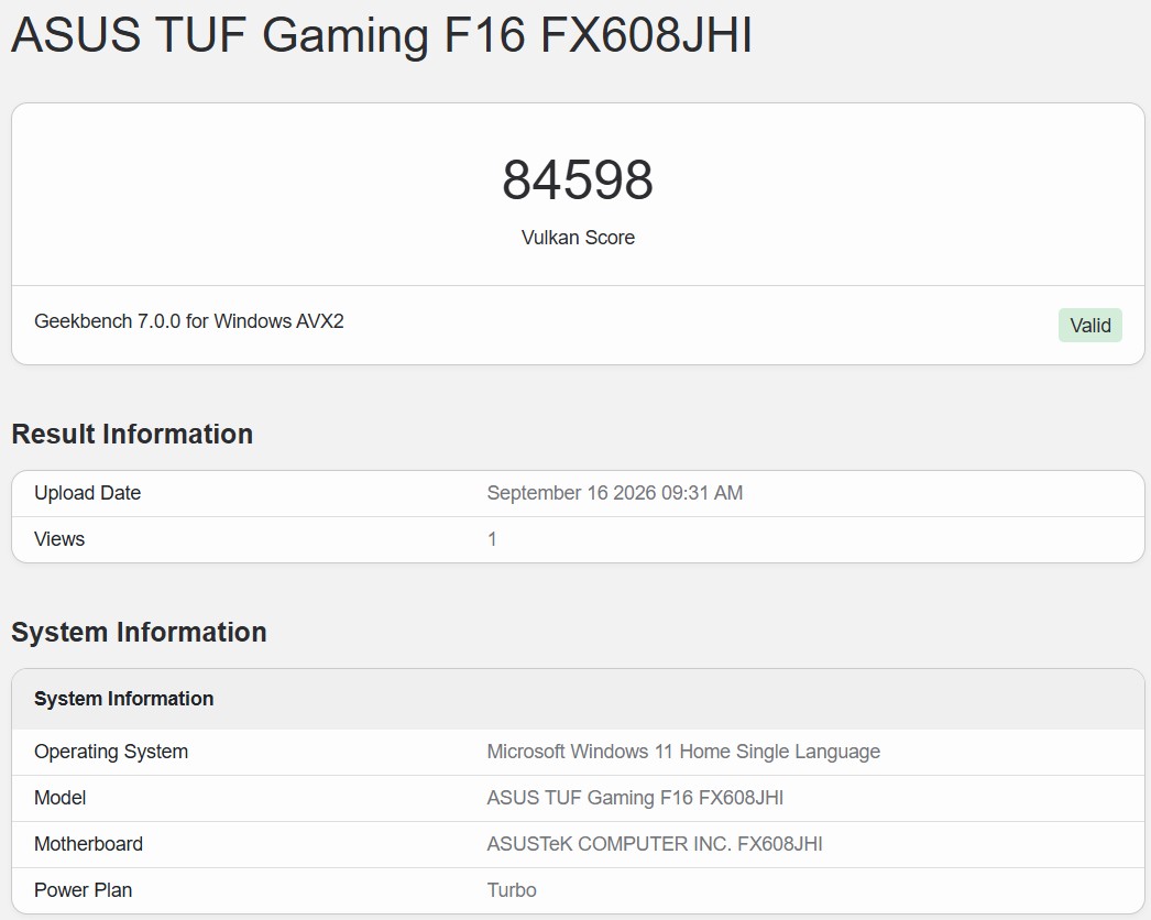 Geekbench 7 Vulkan