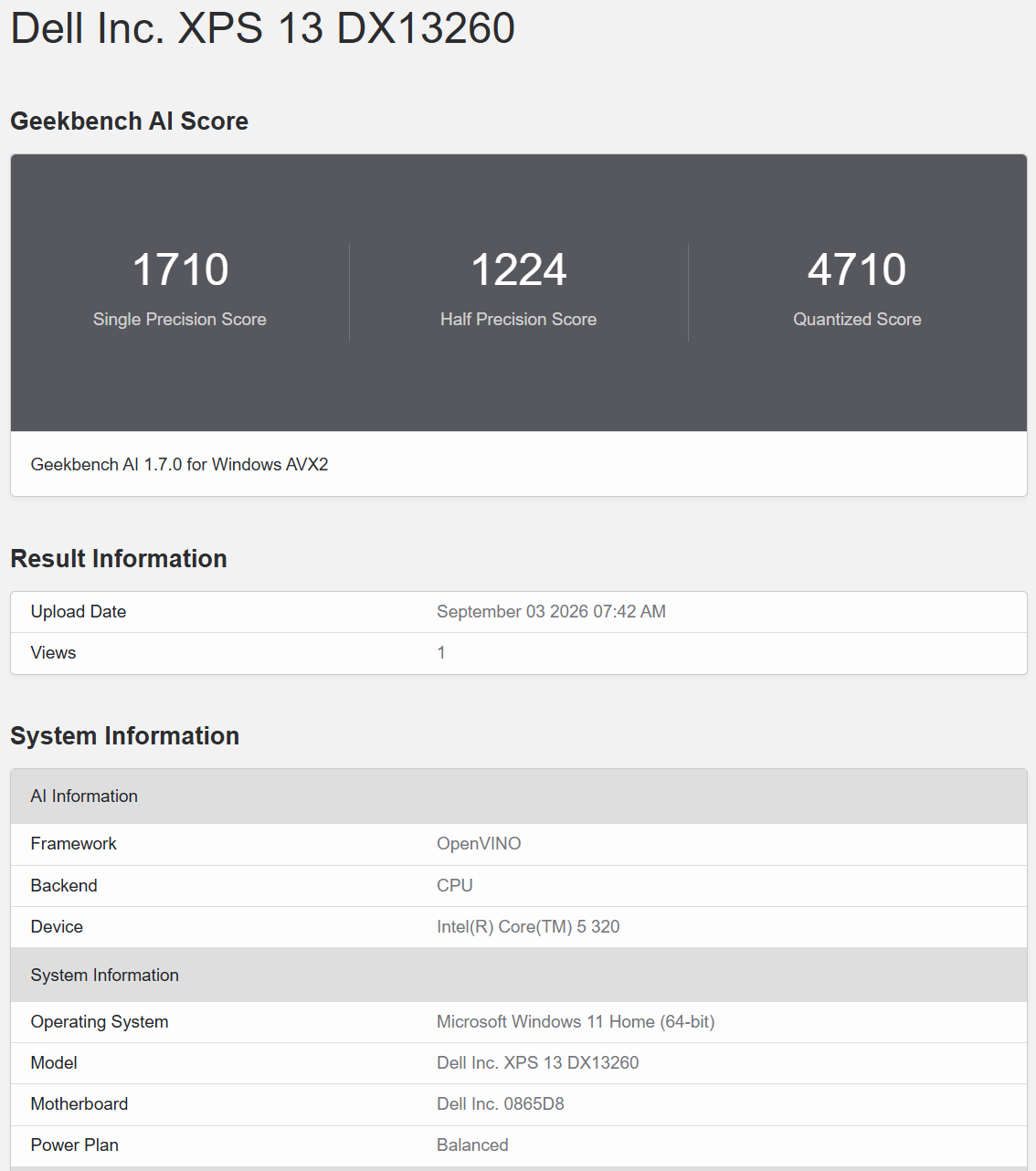 Geekbench AI OpenVINO 1